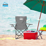 Adventure Peaks grey folding camping chair with carry bag and cup holder