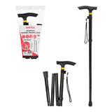 Anika black folding walking stick adjustable 85 to 95cm
