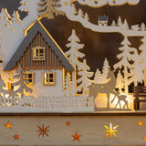40cm wooden LED Christmas forest house scene with warm white lights