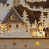 The Christmas Workshop Light Up Wooden Festive Scenes/Indoor Christmas Decorations/Warm White LEDs/Hand Crafted (Christmas House with Forest)