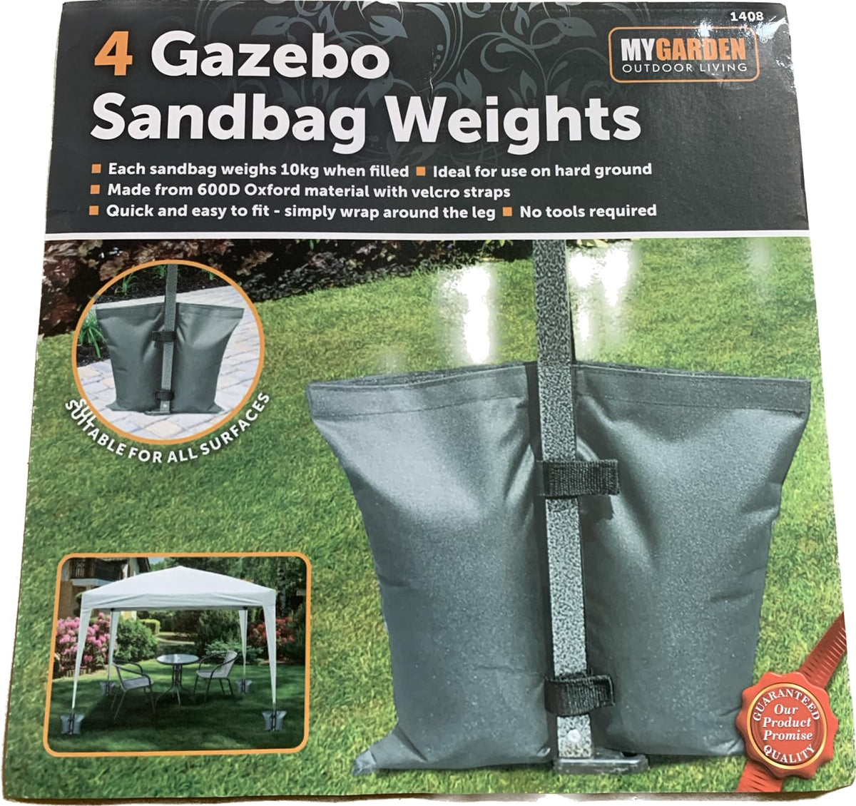 Set of four grey gazebo sandbag weights