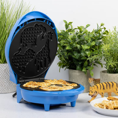 Animal Planet Waffle Makers / 3 in 1 Animal Shaped Waffle Iron/Cool Touch Handle/Non-Stick Coating/Cord Storage/Anti-Slip Feet (Safari)