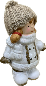 White Ceramic Girl With Woolly Hat