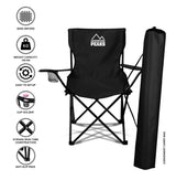 Adventure Peaks black folding camping chair with carry bag and cup holder