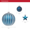 The Christmas Workshop Set of 50 Shatterproof Textured Baubles/Elegant Festive Designs/Christmas Tree Decorations with Hanging String/Various Sizes and Styles (Navy)