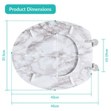 Marble-effect toilet seat with chrome hinges