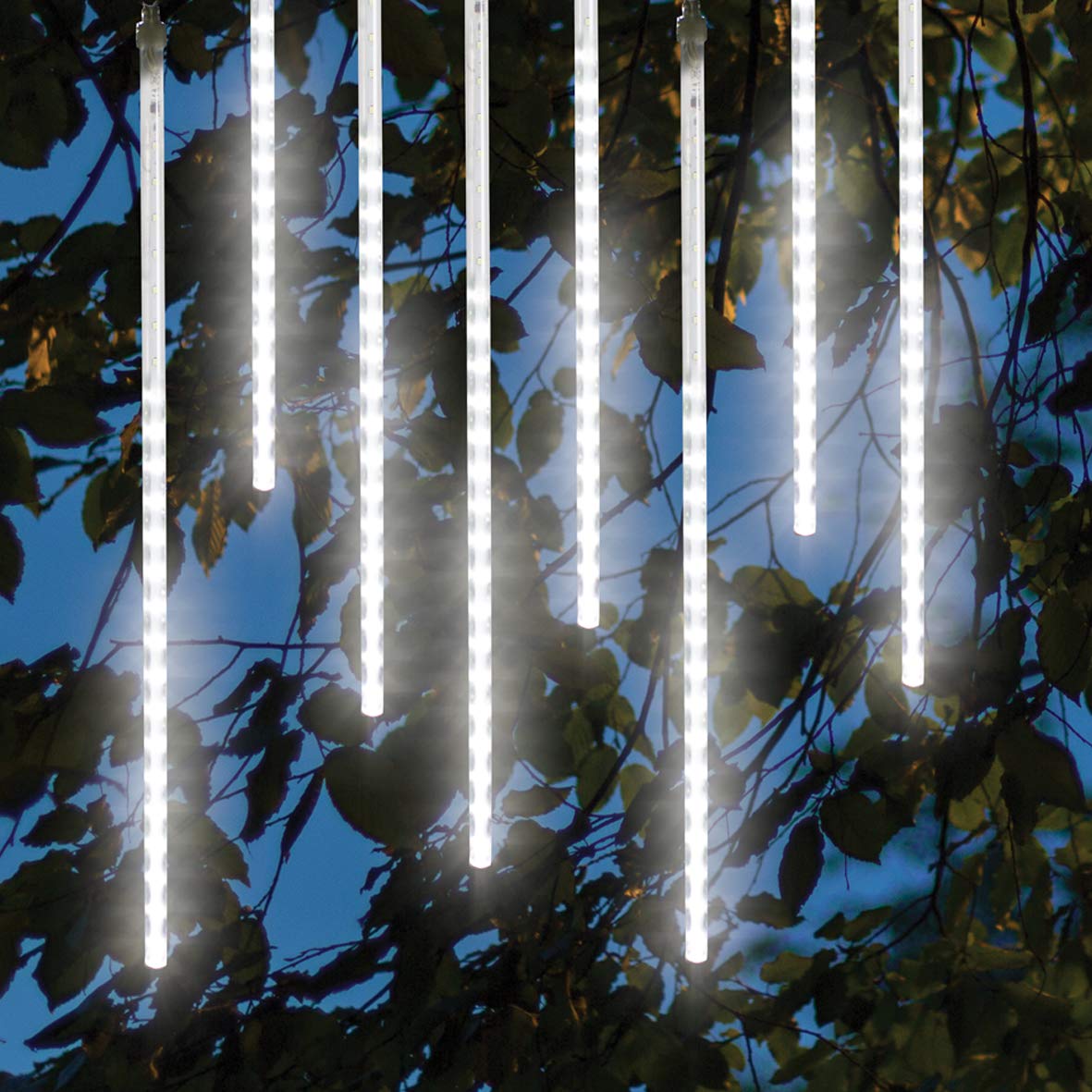 Bright white connectable meteor shower Christmas lights – 2m