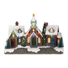 LED Christmas village street scene with houses and church