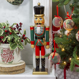 50cm red green and white wooden nutcracker soldier Christmas decoration