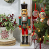 The Christmas Workshop 81560 Wooden Nutcracker Soldier / 50cm Tall/Red & Green Coloured Nutcracker Christmas Decoration