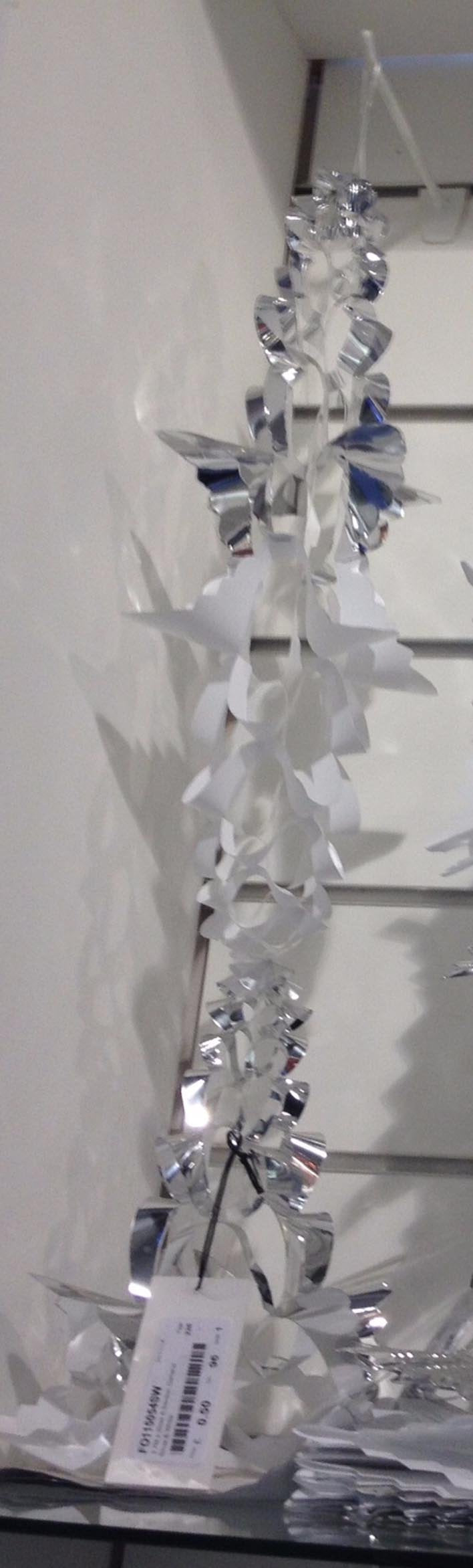 Silver and white foil Christmas hanging garland 2.7m
