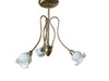 3 Light Chandelier Antique Finish with Flower Bud White Glasses