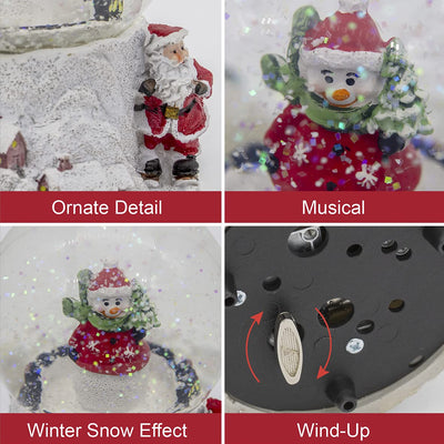 The Christmas Workshop 84410 Musical Snow Globe/Snowman Festive Decoration/Wind Up & Play / 11cm x 10cm x 15cm