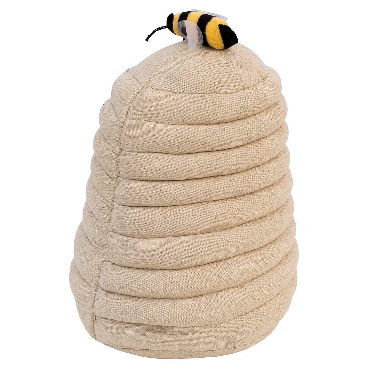 Beehive fabric door stop with beige honeycomb design