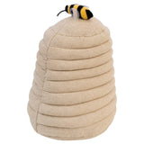 Beehive fabric door stop with beige honeycomb design