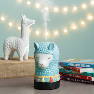 Airome Llama Medium Kid, Tween/Teen Glass Essential Oil Diffuser|100 mL Humidifying Ultrasonic Aromatherapy Diffuser 8 Colorful LED Lights, Intermittent & Continual Mist, Auto Shut-Off, Blue