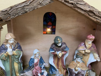 Light Up Nativity Scene with Porcelain Figurines - 98077