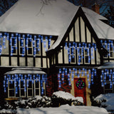480 blue and bright white LED snowing icicle Christmas lights – 9.48m