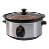 Quest 35270 Slow Cooker / 3.5 Litres/Compact Stainless Steel / 200W / 3 Temperature Settings/Transparent Toughened Glass Lid/Dishwasher Safe