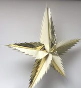 Cream and gold spiky star foil Christmas ceiling decoration