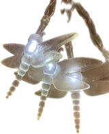 White dragonfly battery string lights with 10 LEDs