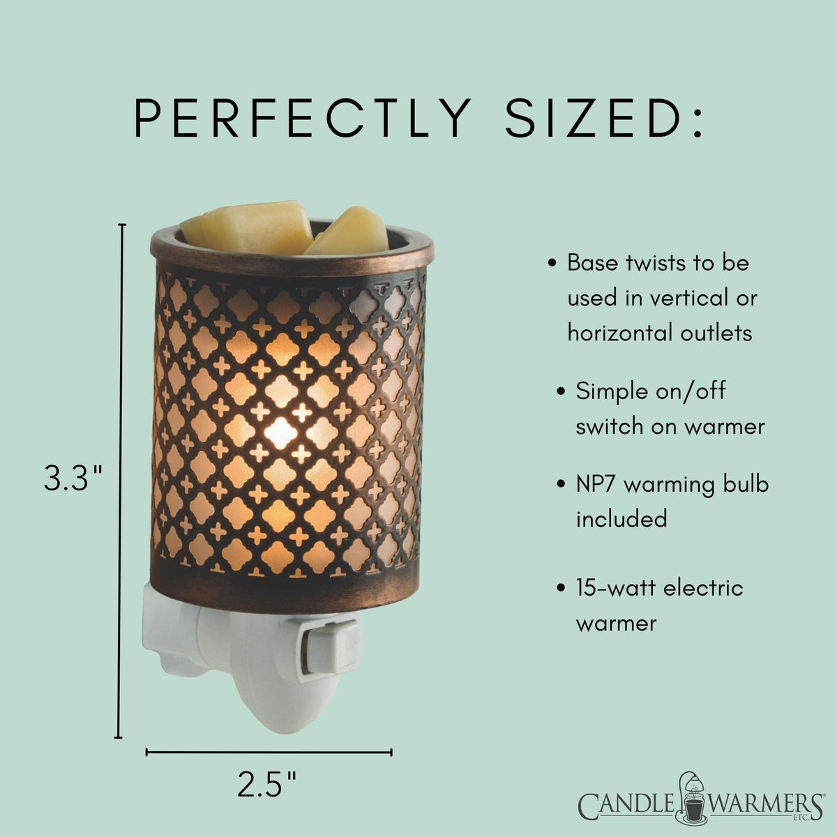 Candle Warmers Etc. Moroccan Metal plug-in wax melt warmer