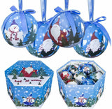 Set of 14 fun Christmas scene decoupage baubles