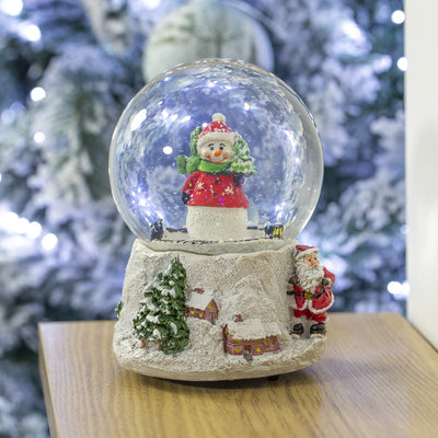 The Christmas Workshop 84410 Musical Snow Globe/Snowman Festive Decoration/Wind Up & Play / 11cm x 10cm x 15cm