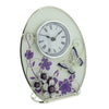 Juliana purple floral butterfly glass mantel clock