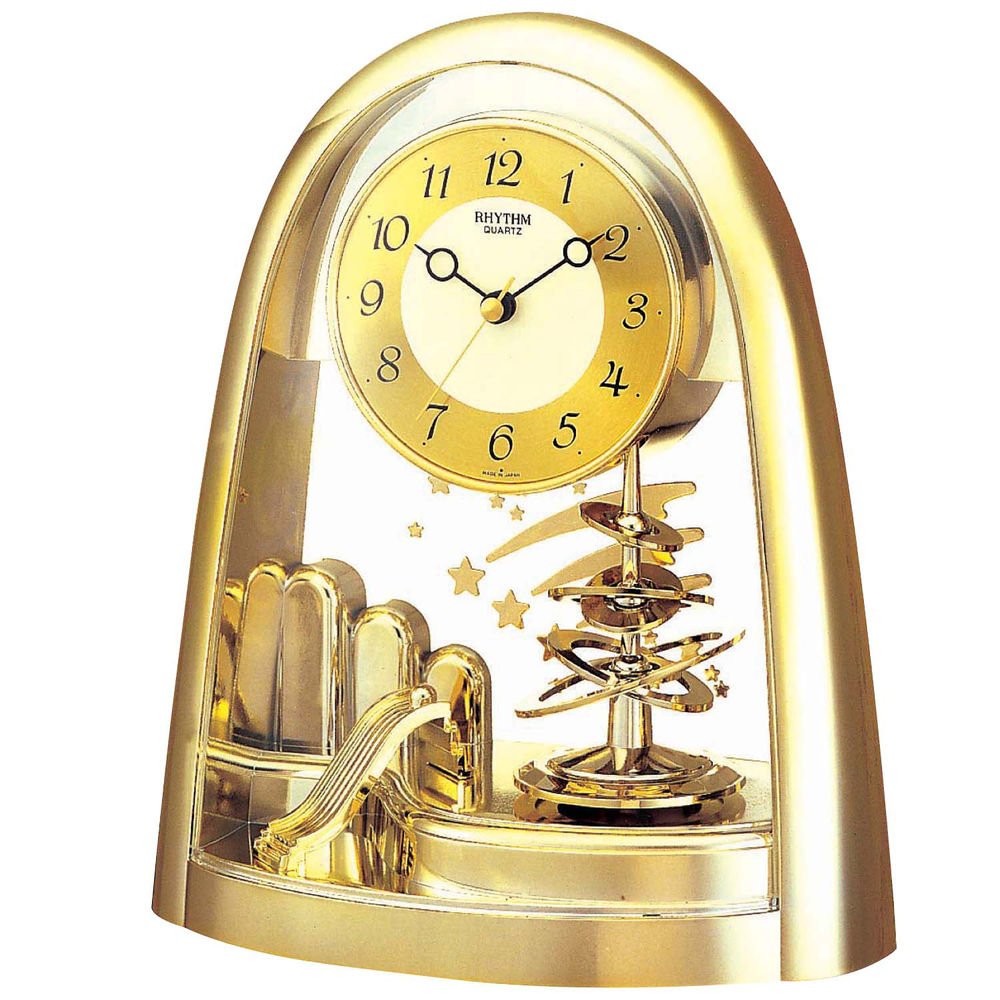 Rhythm Shooting Stars Anniversary Clock Domed Black Numerals Decoration Gift New
