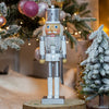The Christmas Workshop white and silver wooden nutcracker soldier – 35cm