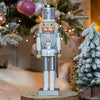 The Christmas Workshop 71039 Wooden Nutcracker 35.5cm Tall/White and Silver Soldier on Stand/Christmas Decorations