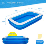 Benross blue 3m inflatable rectangular family pool