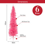 6ft pink pre-lit slim Christmas tree with 110 LEDs