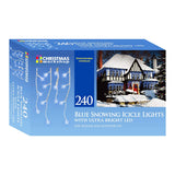 240 bright blue LED snowing icicle Christmas lights – 4.7m