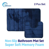 Your Bathroom blue two-piece memory foam bath mat set