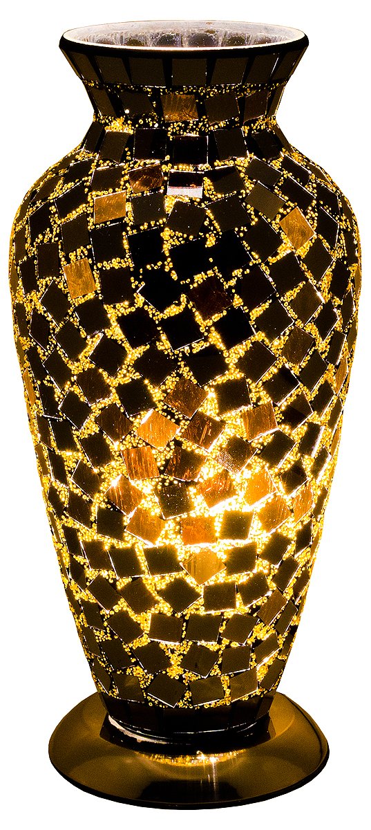 38cm black tile mosaic glass vase table lamp