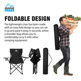 Adventure Peaks black folding camping chair with carry bag and cup holder