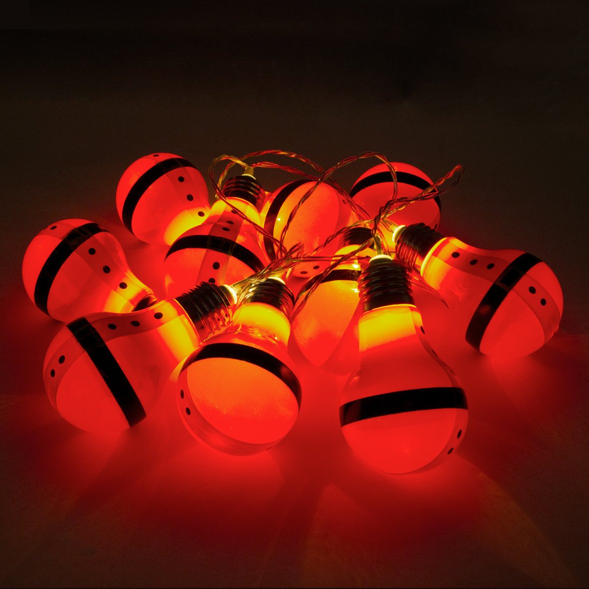 10 warm white LED Santa bulb battery string lights