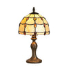 Loxton Lighting - 8 inch Amber Jewel and Beige Stained Glass Beautiful Antique Brass Base,Tiffany Lamps, Stained Glass Handmade Tiffany Bedside Table Lamp (Amber Jewel)