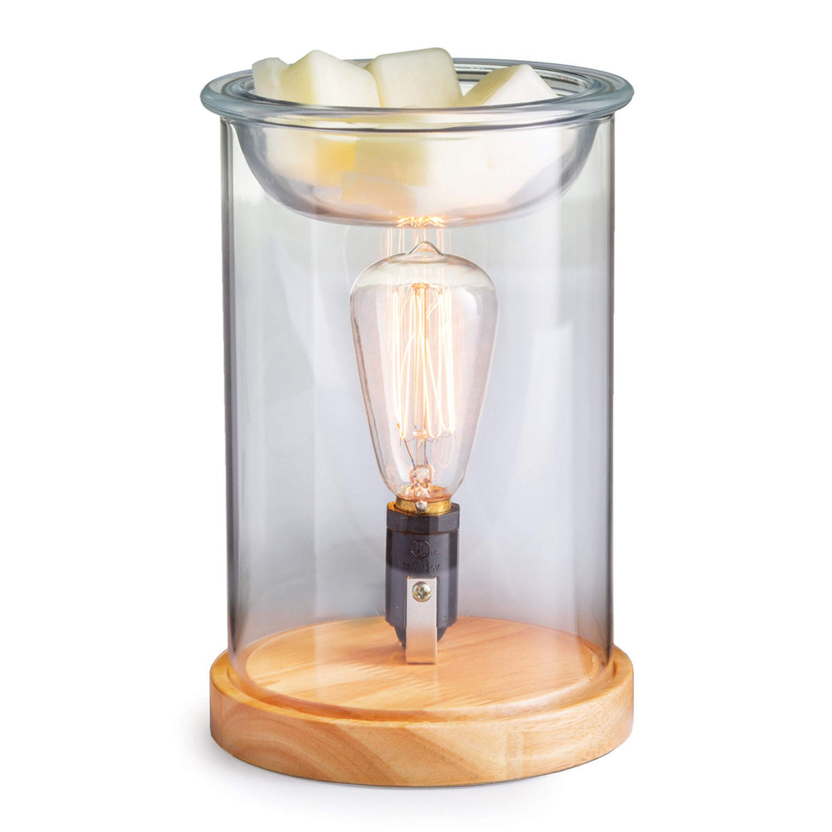 Candle Warmers Etc. wood and glass vintage bulb fragrance warmer