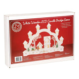 43cm white wooden LED Christmas candle bridge scene