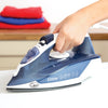 Quest 2200W blue and white steam iron with non-stick soleplate