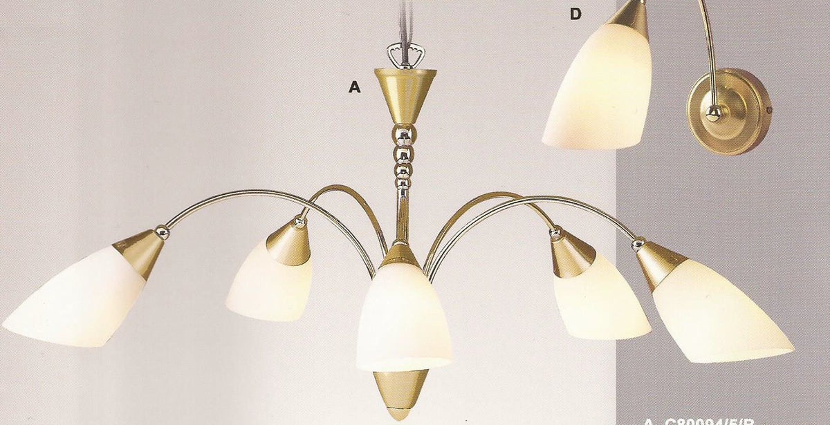 Seattle satin brass five-light chandelier