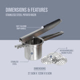 Blackmoor stainless steel potato ricer with three interchangeable plates