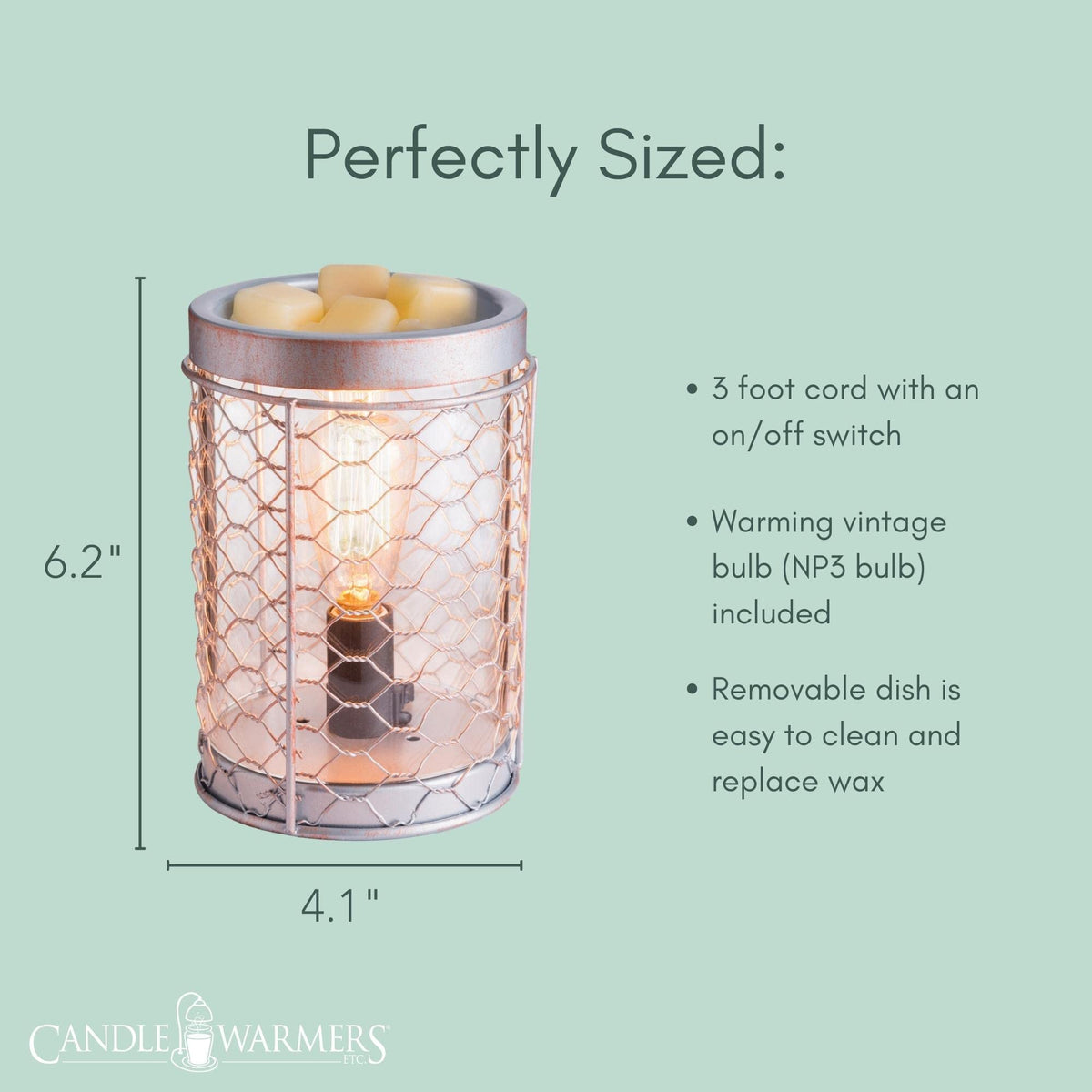 Candle Warmers Etc. Chicken Wire vintage bulb fragrance warmer