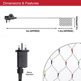 150 multicolour LED curtain-style net lights