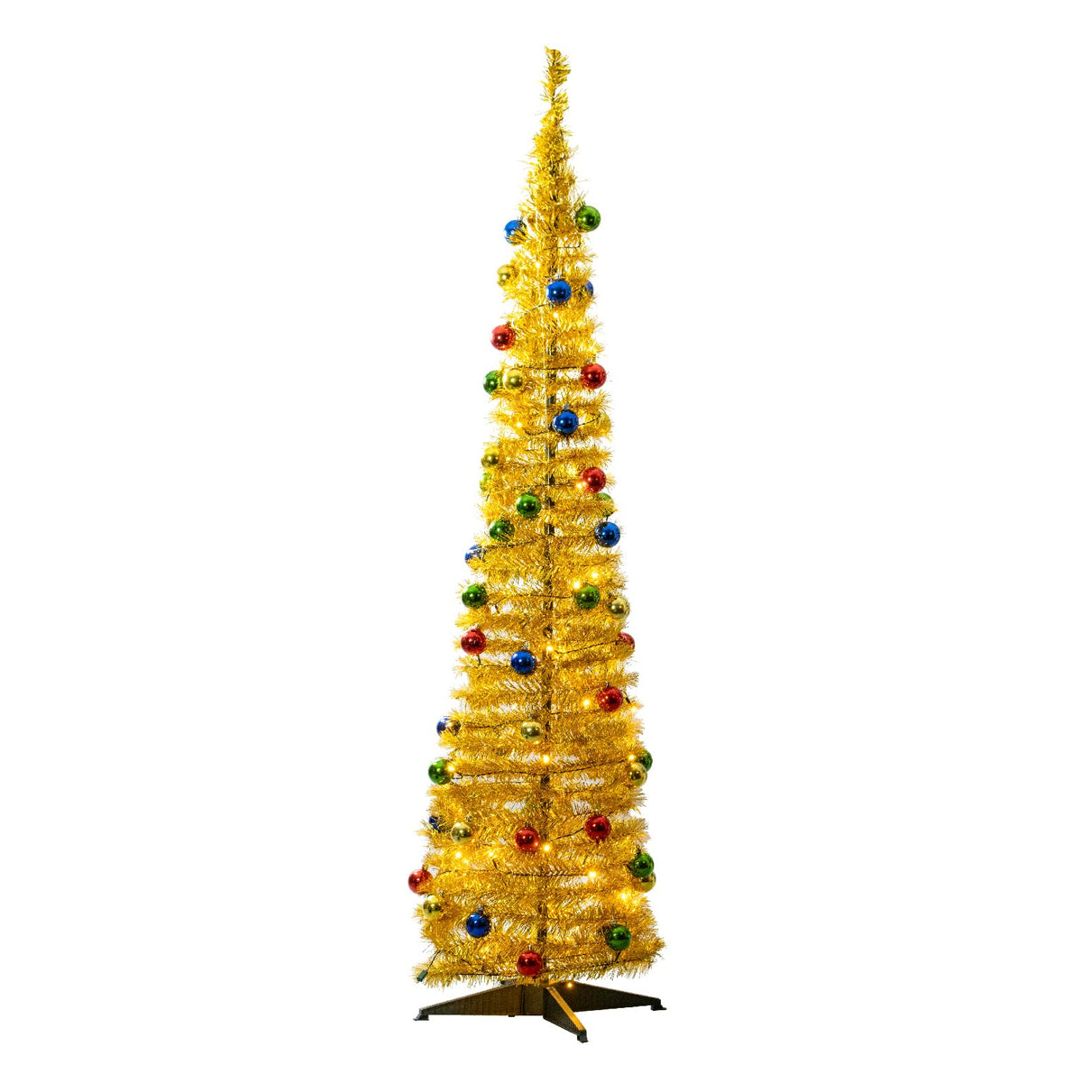 6ft gold pre-lit pop-up Christmas tree with warm white LEDs