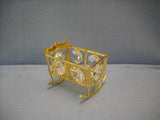 24K gold-plated baby cot cradle ornament with Swarovski crystals