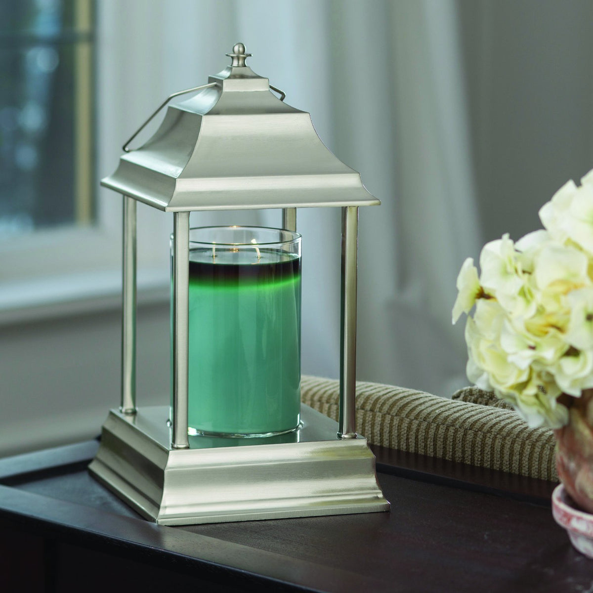 Candle Warmers Carriage candle warmer lantern in brushed nickel